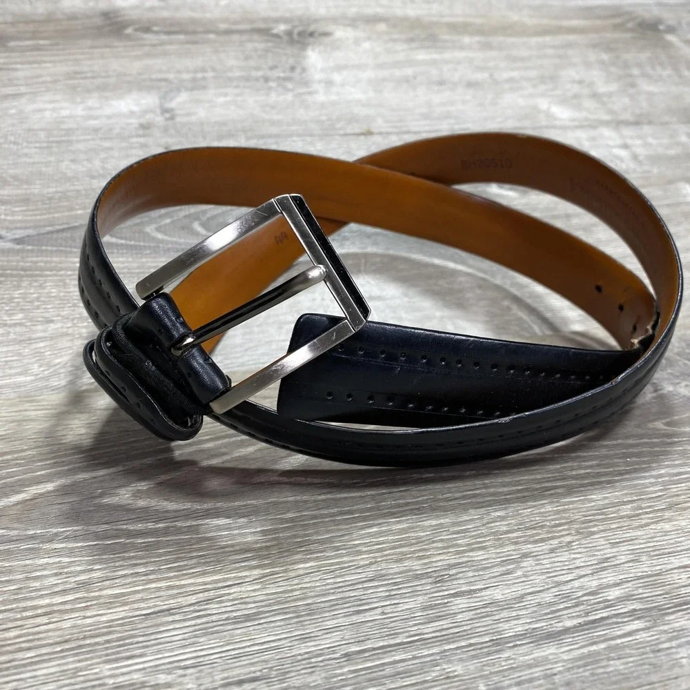 Johnston & Murphy Belt Mens 44 American Kip Leather‎ Classic BH2051D Made in USA